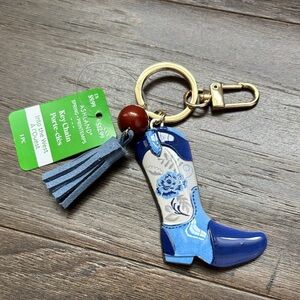 Ashland Western Boot,enameled metal keyring,bag charm,bead & tassel